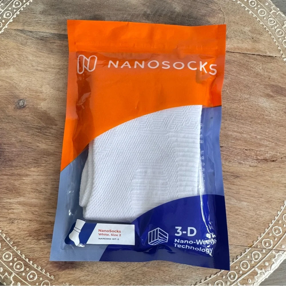 NANOSOCKS Size 2 Medium White Compression Socks Open Toe Unisex Support NEW